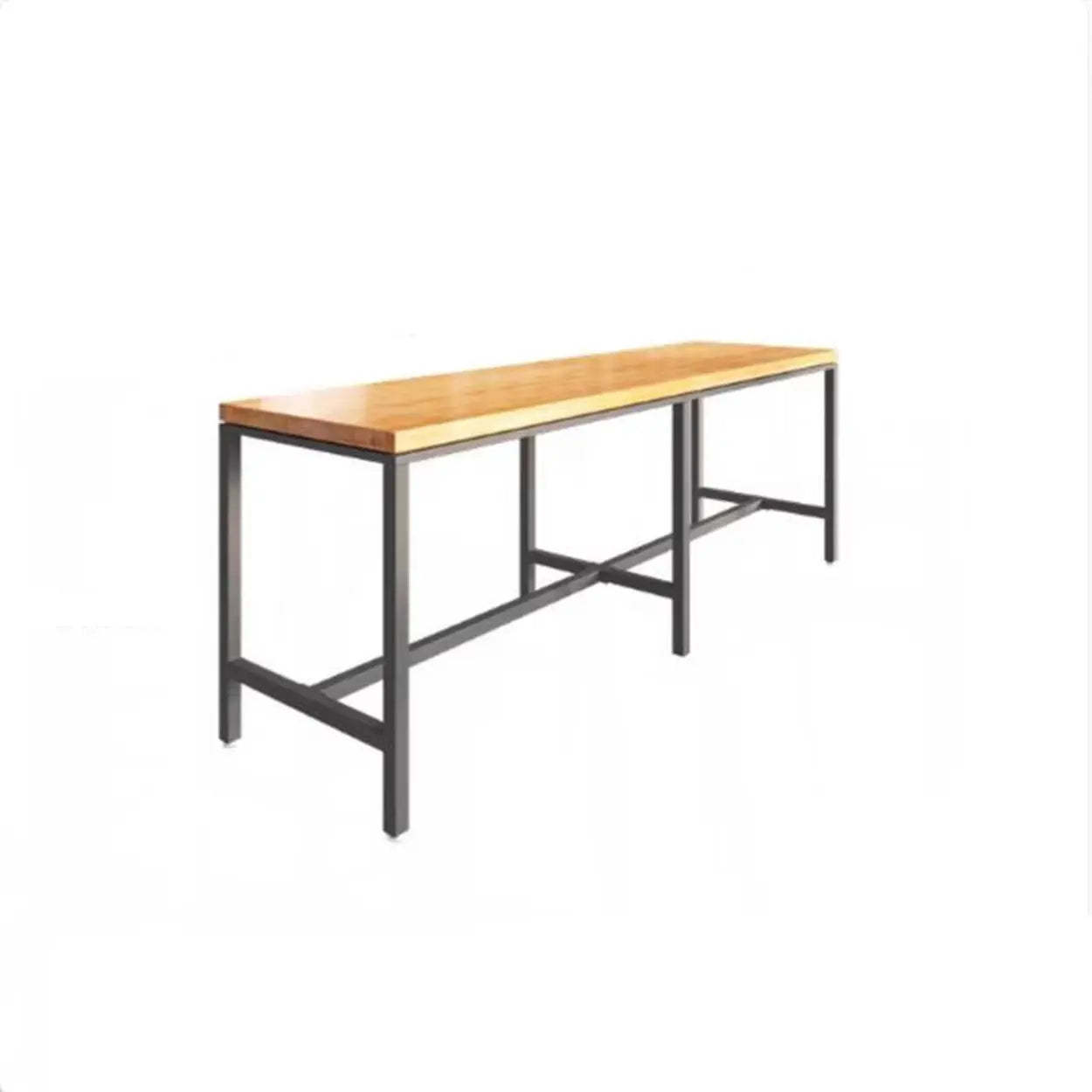 Industrial Square Bar Height Cafe Table with Footrest — Table Only