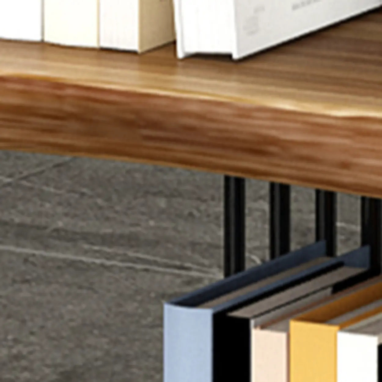 Industrial Wood Wave 4-Tier Bookshelf