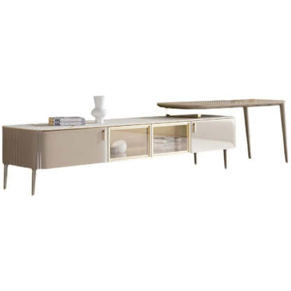Modern Khaki Marble TV Stand with Cabinet