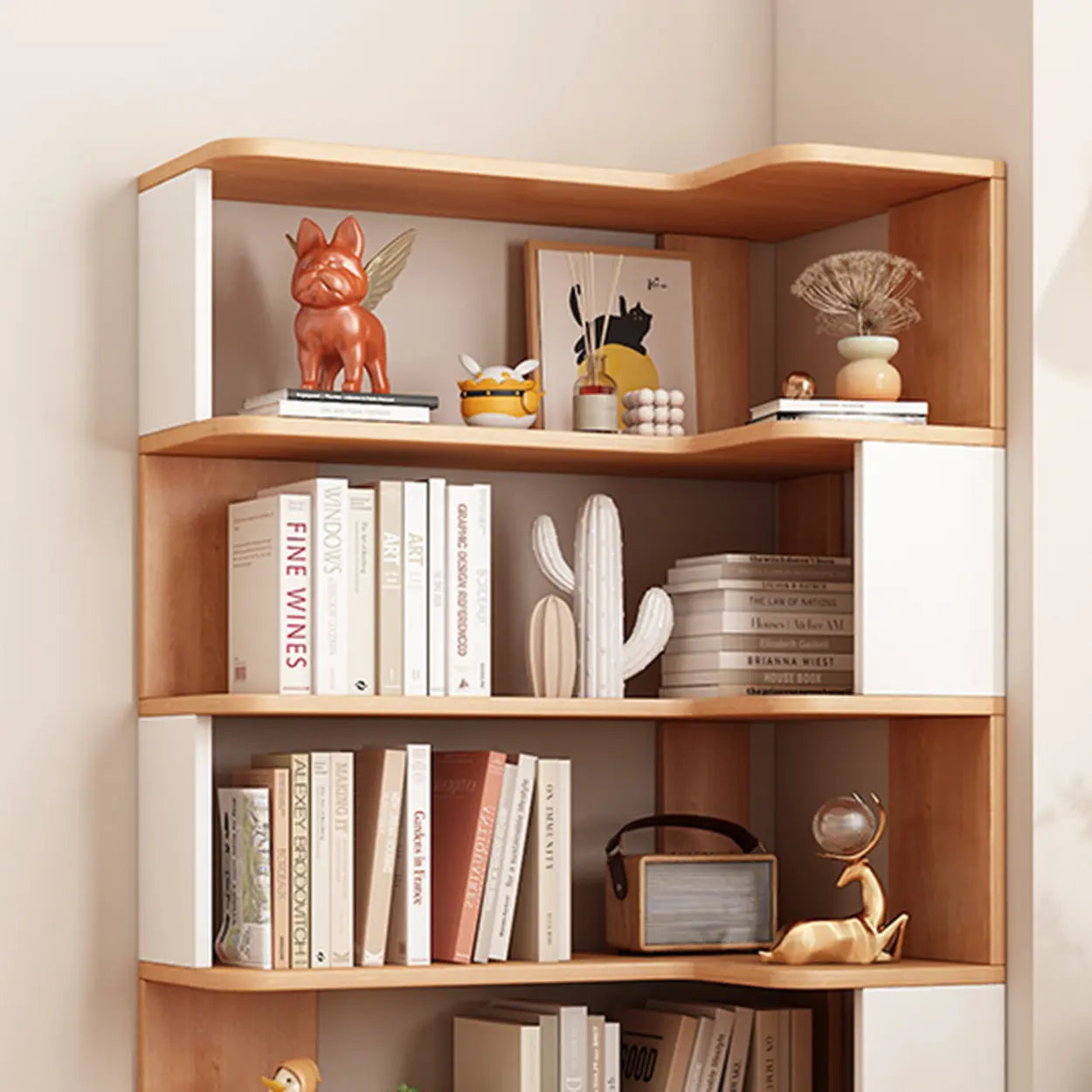 Modern Kids Wood Corner Bookshelf