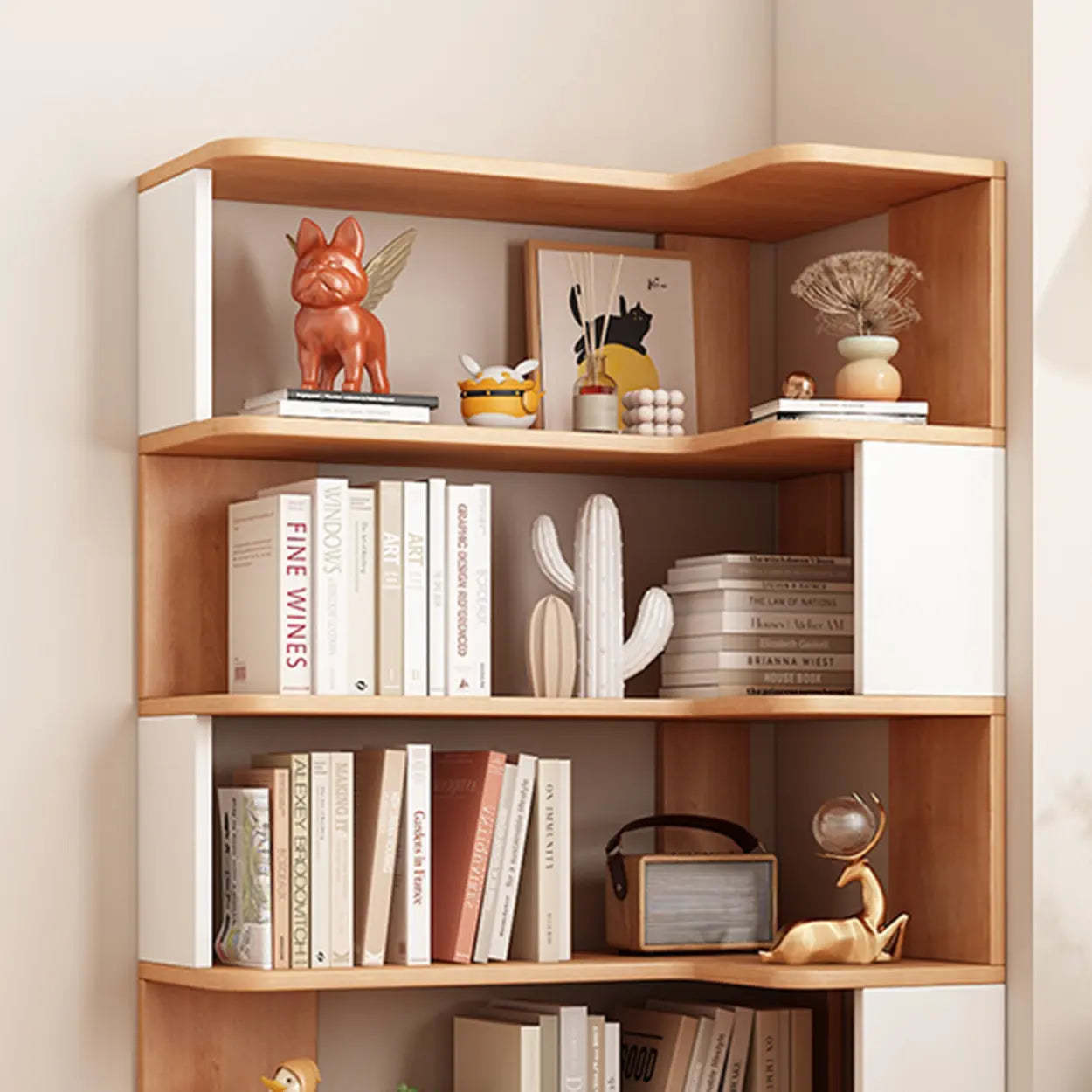 Modern Kids Wood Corner Bookshelf