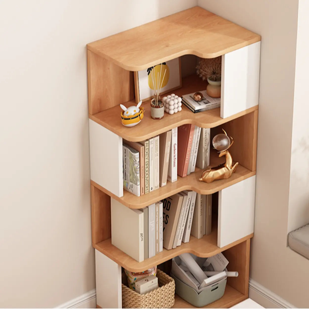 Modern Kids Wood Corner Bookshelf
