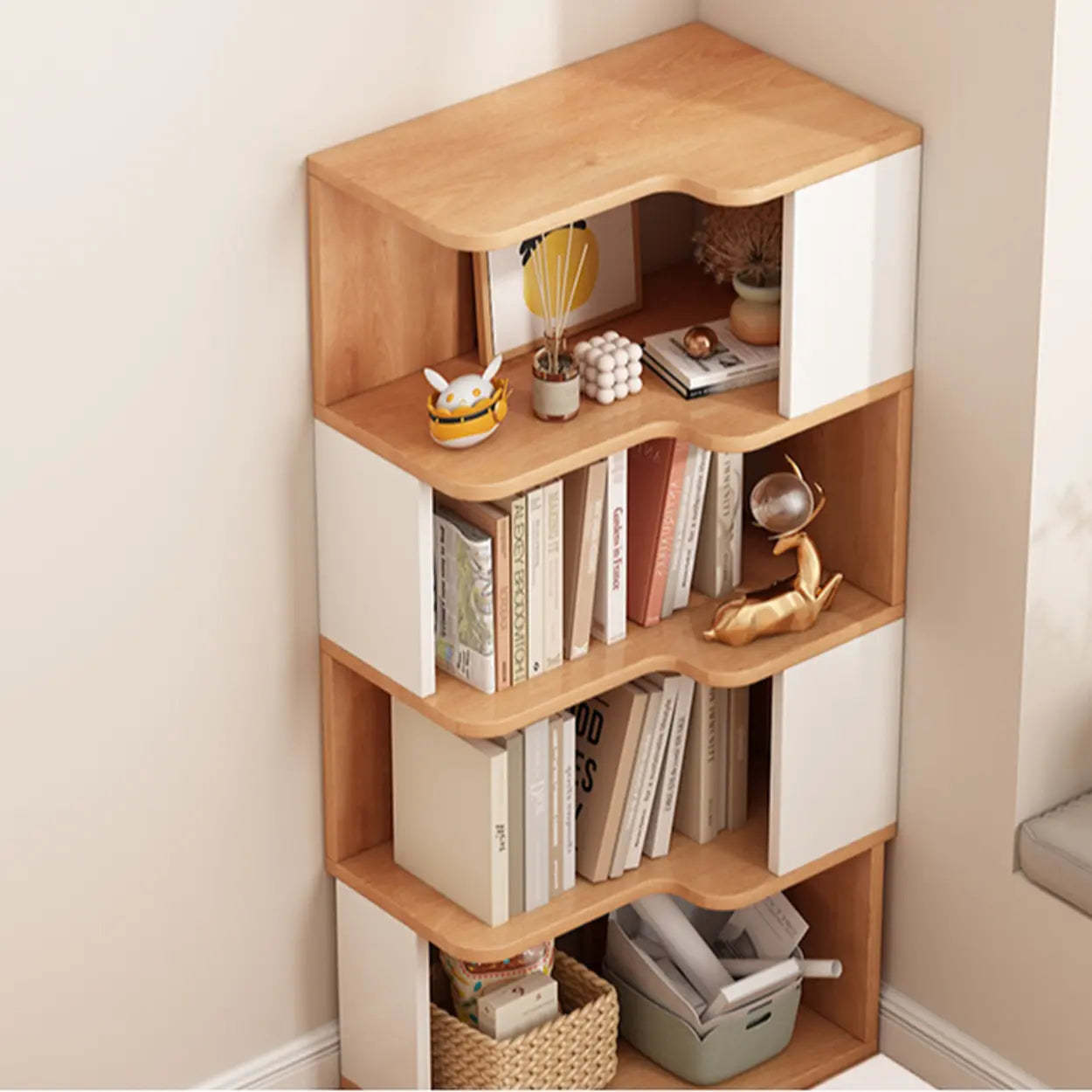 Modern Kids Wood Corner Bookshelf