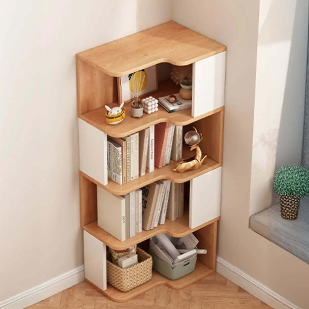 Modern Kids Wood Corner Bookshelf