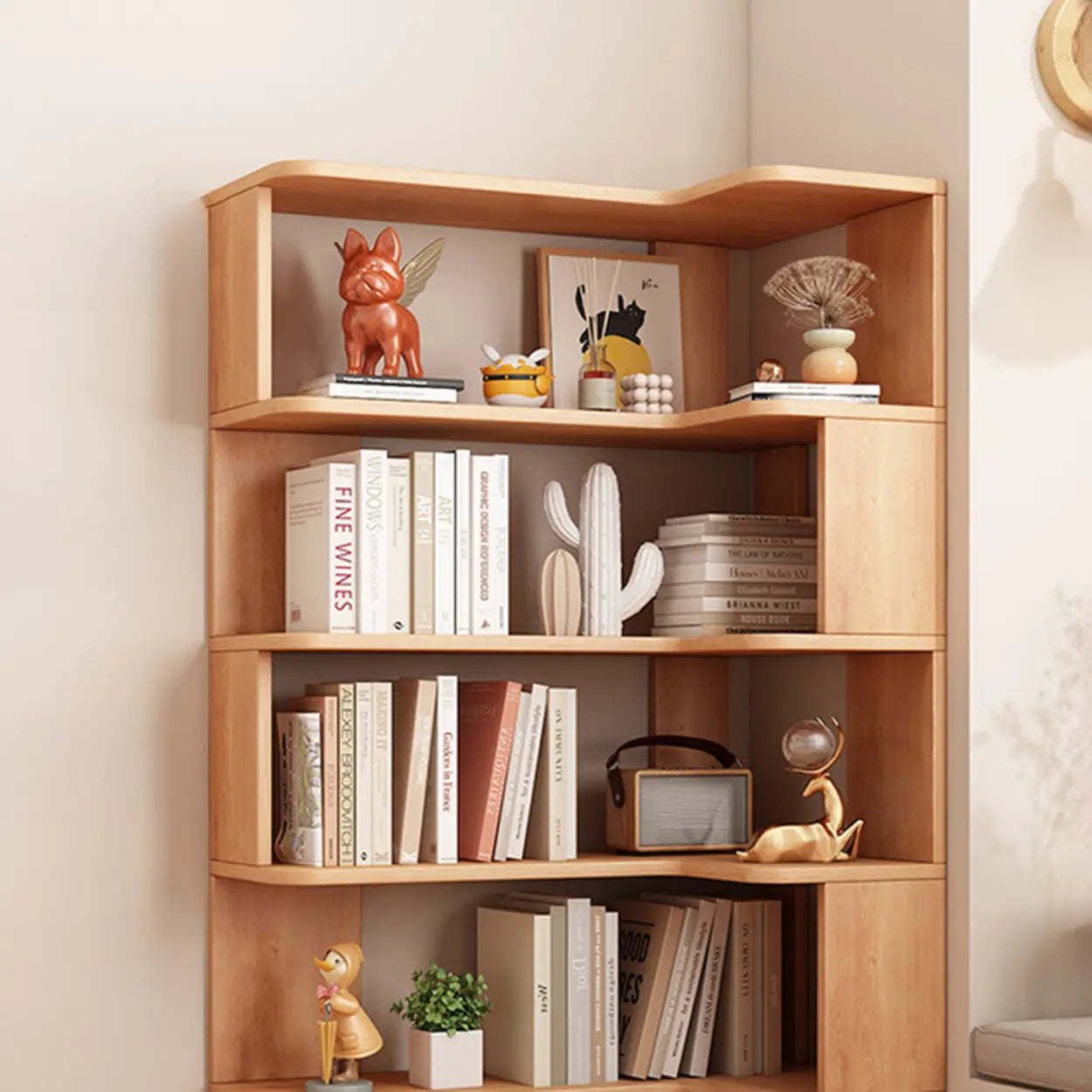 Modern Kids Wood Corner Bookshelf