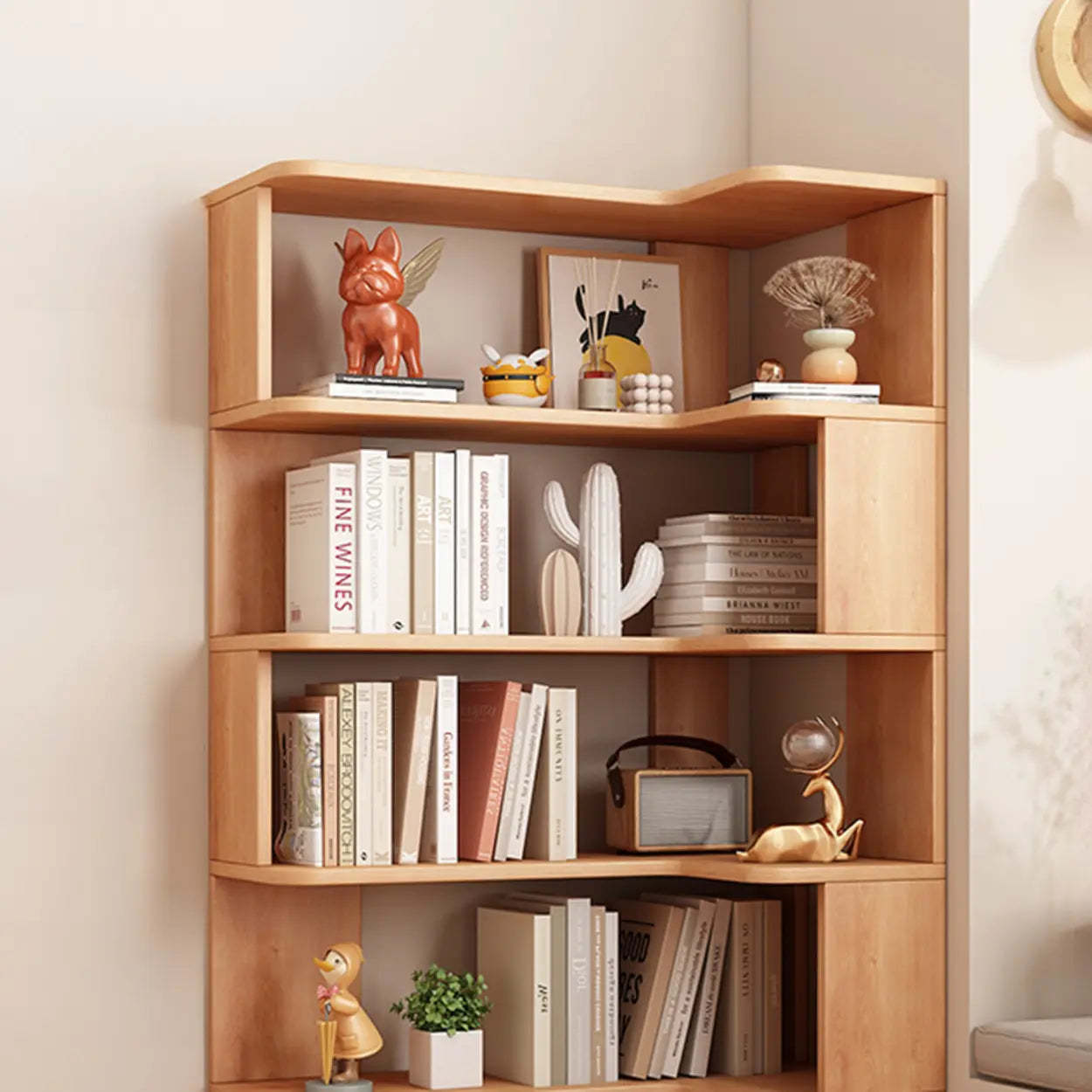 Modern Kids Wood Corner Bookshelf