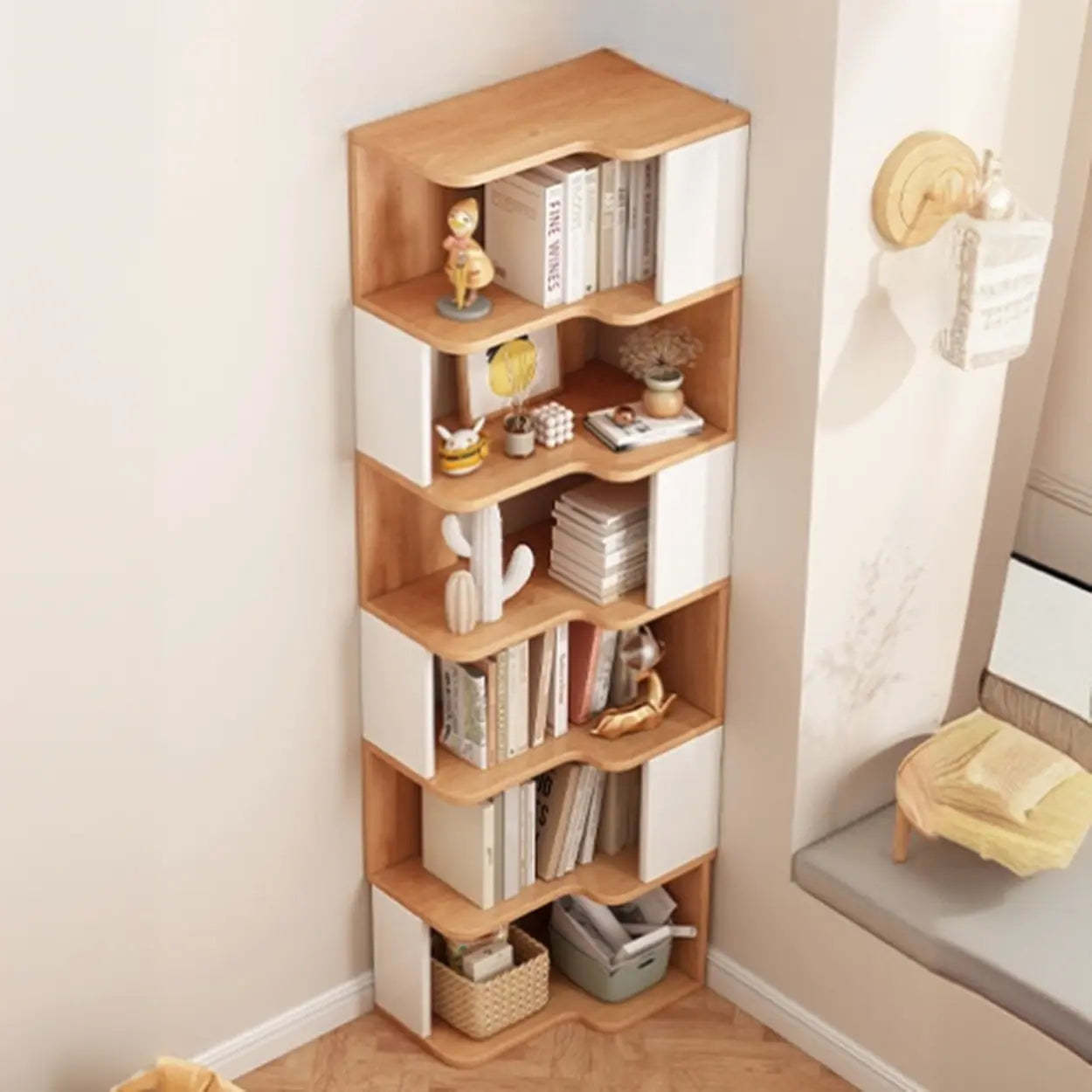 Modern Kids Wood Corner Bookshelf