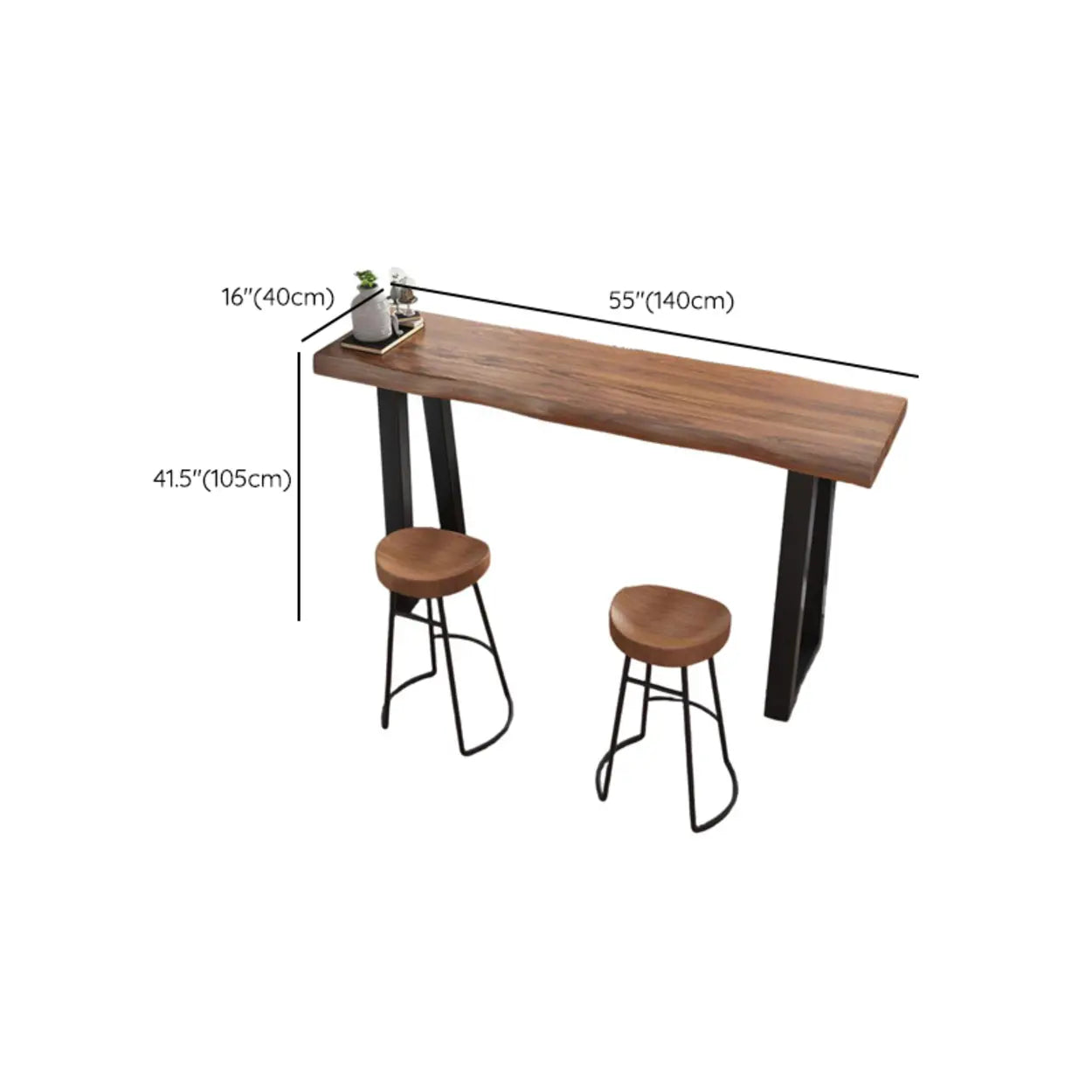 Industrial Slim Rectangular Wood Kitchen Bar Table