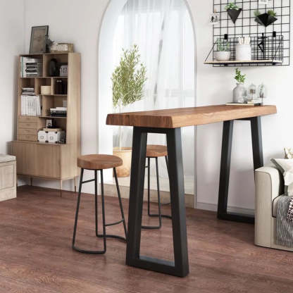 Industrial Slim Rectangular Wood Kitchen Bar Table — Table Only