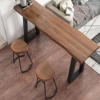 Industrial Slim Rectangular Wood Kitchen Bar Table — Table Only