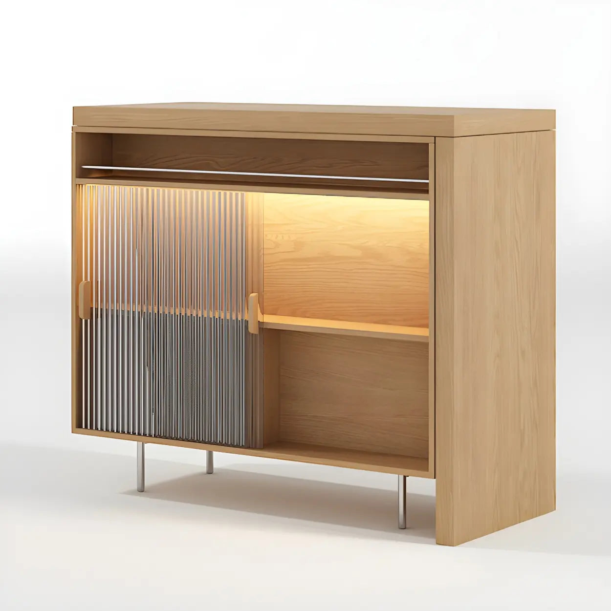 Modern L-Shaped Counter Height Bar Table with Cabinet