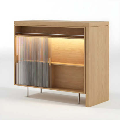 Modern L-Shaped Counter Height Bar Table with Cabinet