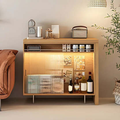 Modern L-Shaped Counter Height Bar Table with Cabinet