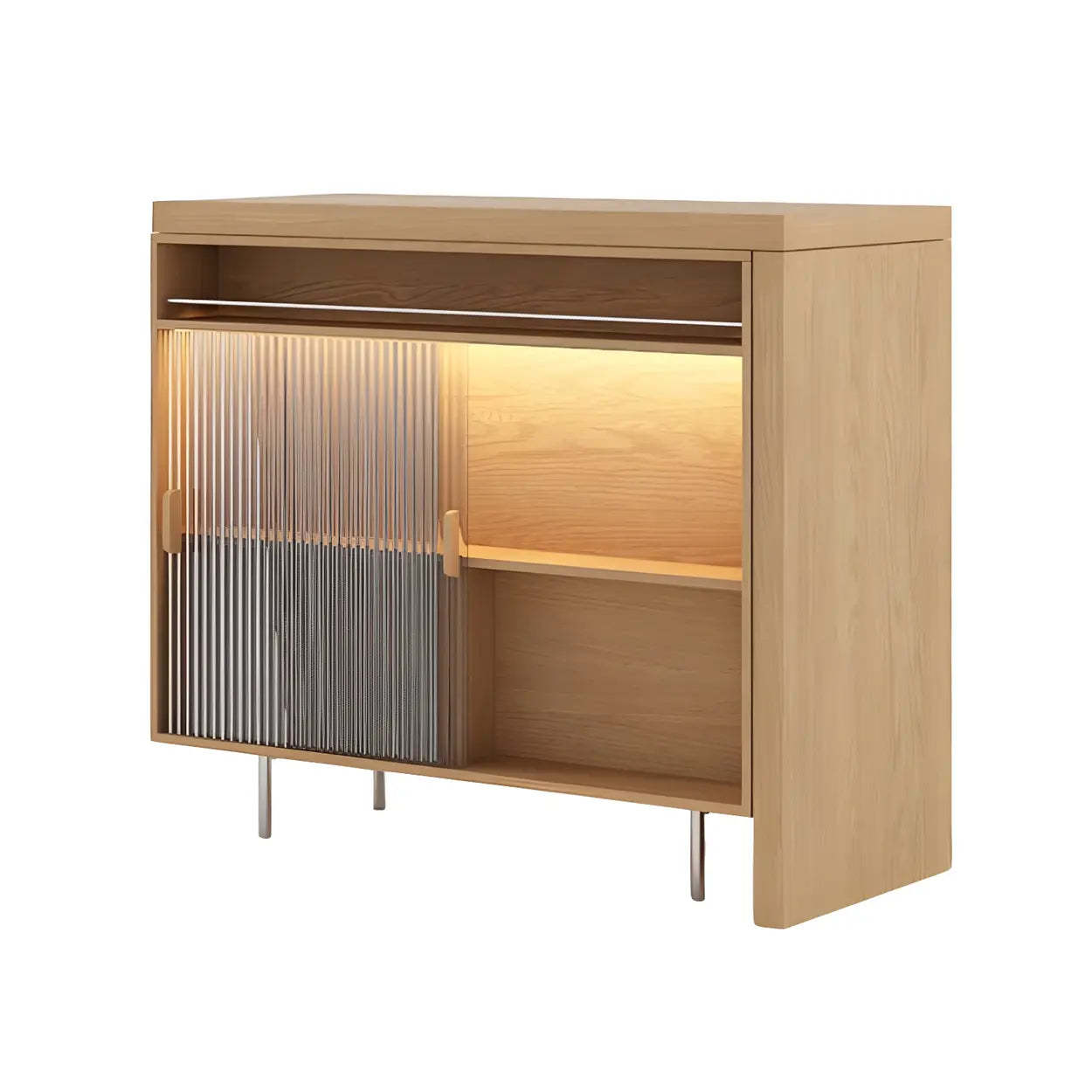 Modern L-Shaped Counter Height Bar Table with Cabinet