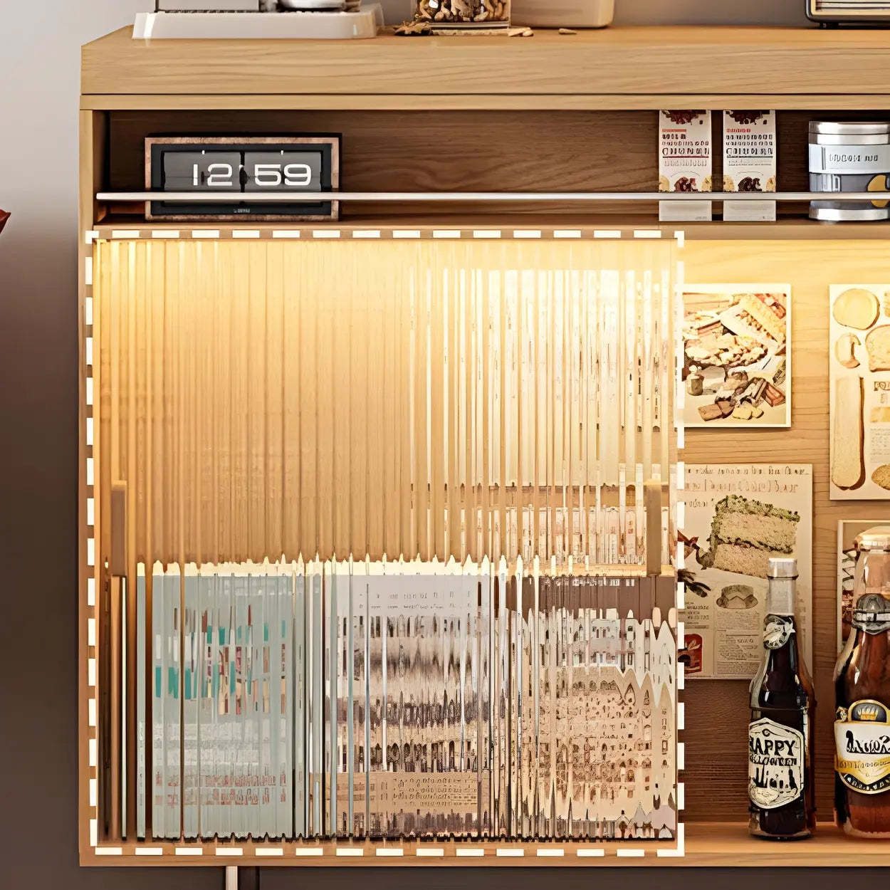 Modern L-Shaped Counter Height Bar Table with Cabinet