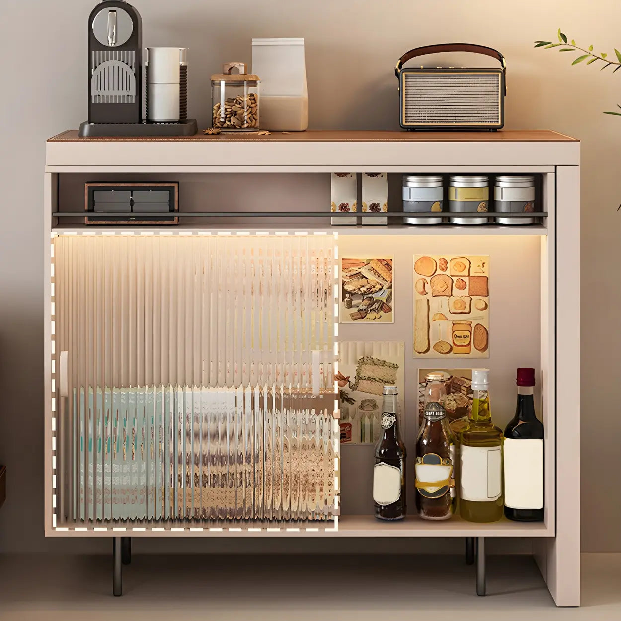 Modern L-Shaped Extendable Bar Table with Storage