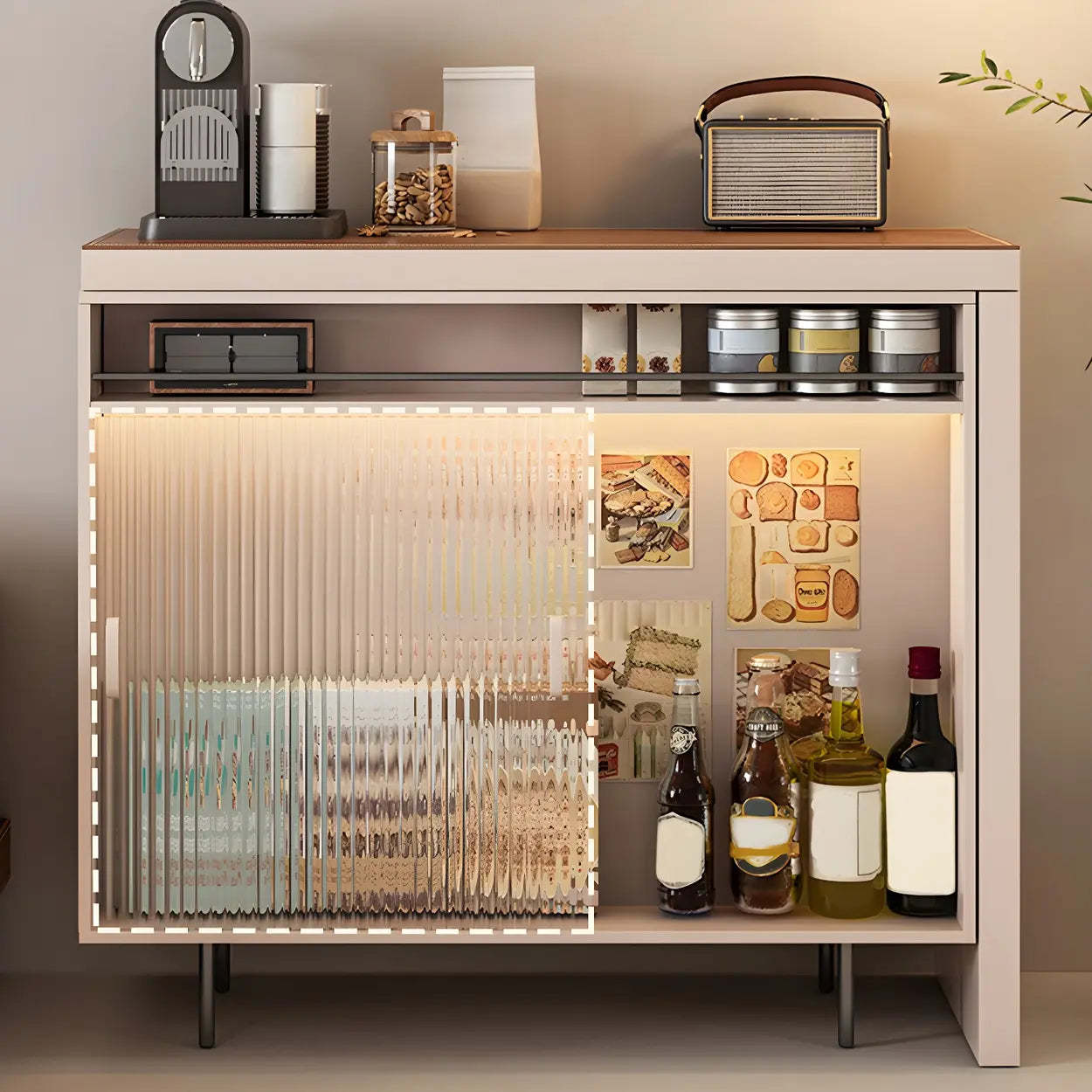 Modern L-Shaped Extendable Bar Table with Storage