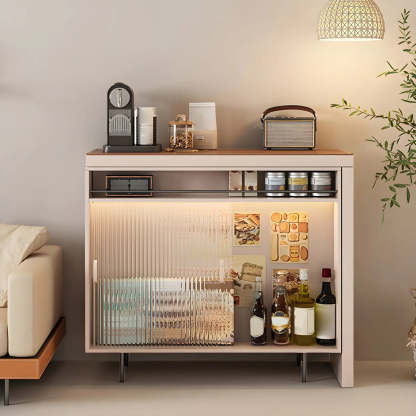 Modern L-Shaped Extendable Bar Table with Storage