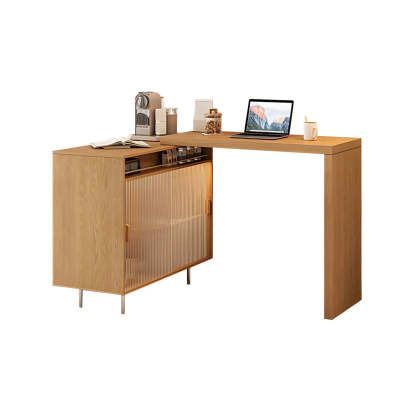 Modern L-Shaped Extendable Bar Table with Storage