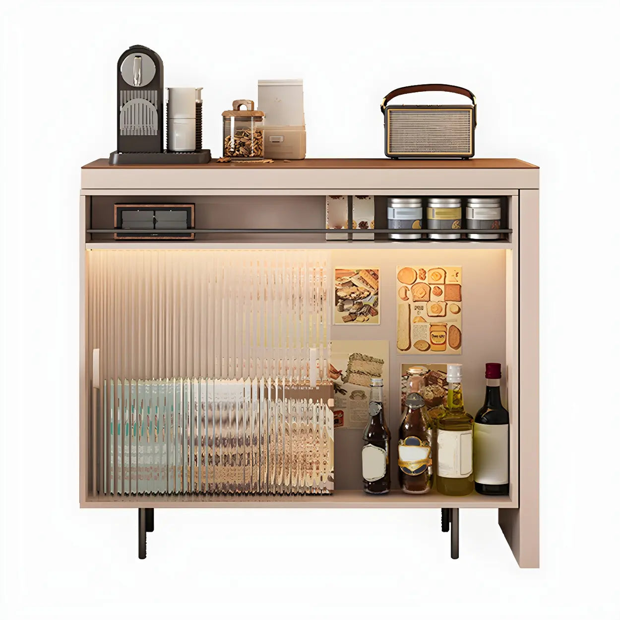 Modern L-Shaped Extendable Bar Table with Storage