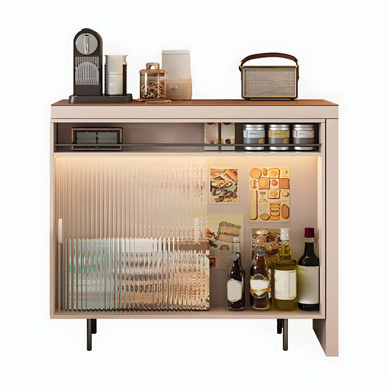Modern L-Shaped Extendable Bar Table with Storage