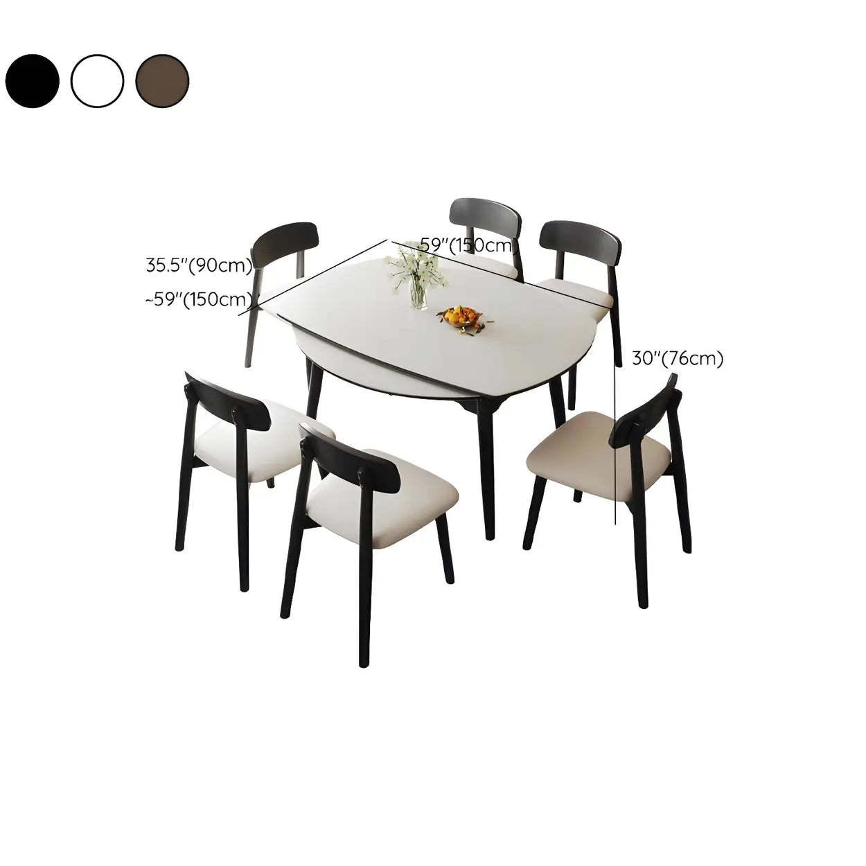 Modern Extendable Round White Stone Dining Table