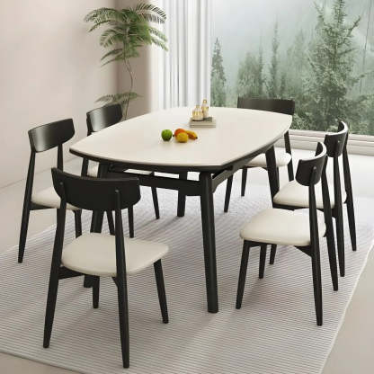Modern Extendable Round White Stone Dining Table — Without Chairs / White
