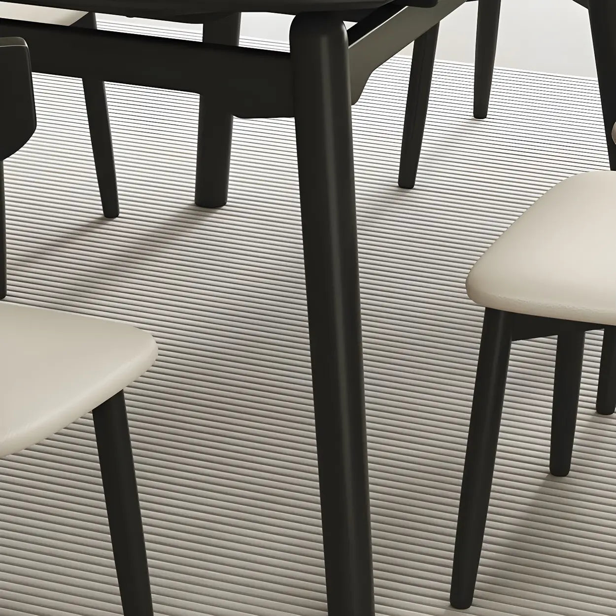 Modern Extendable Round White Stone Dining Table — Without Chairs / Walnut