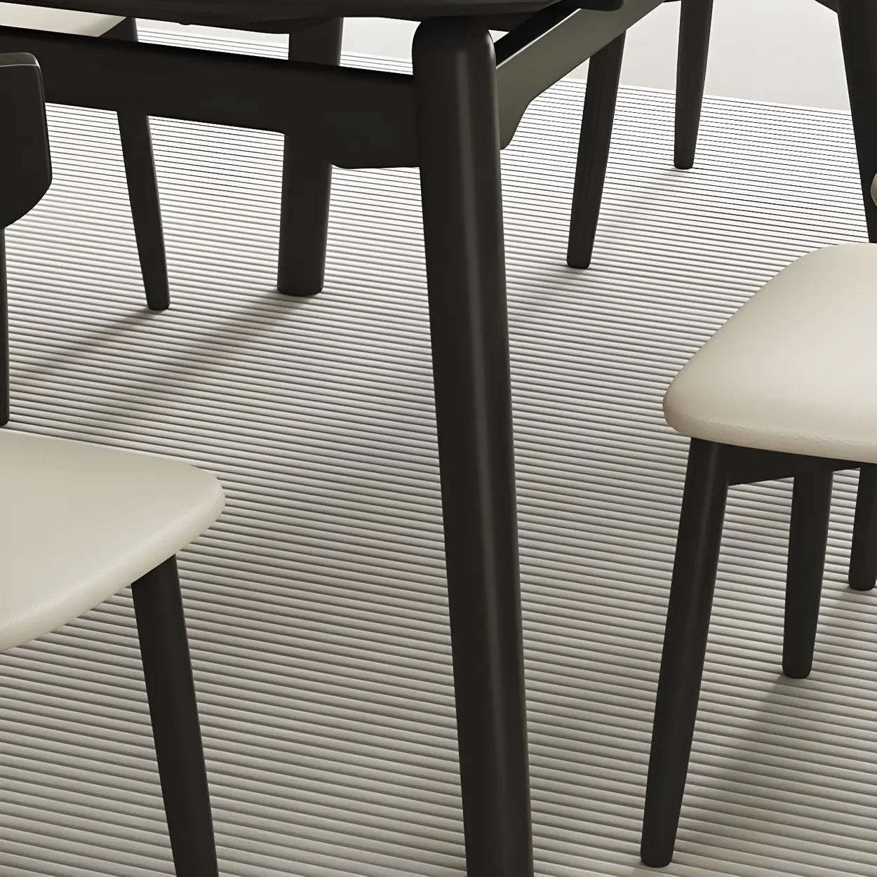 Modern Extendable Round White Stone Dining Table — Without Chairs / Walnut