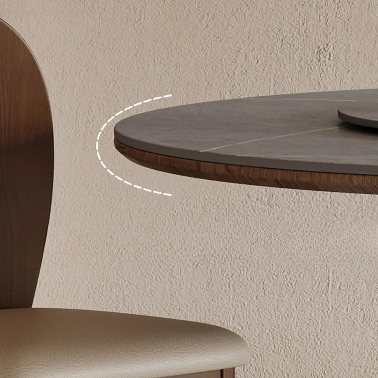 Modern Lazy Susan Round Gray Wood Dining Table