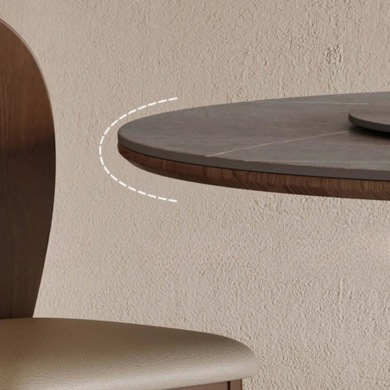 Modern Lazy Susan Round Gray Wood Dining Table