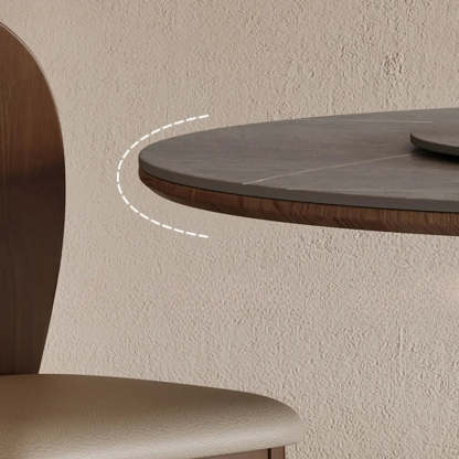 Modern Lazy Susan Round Gray Wood Dining Table