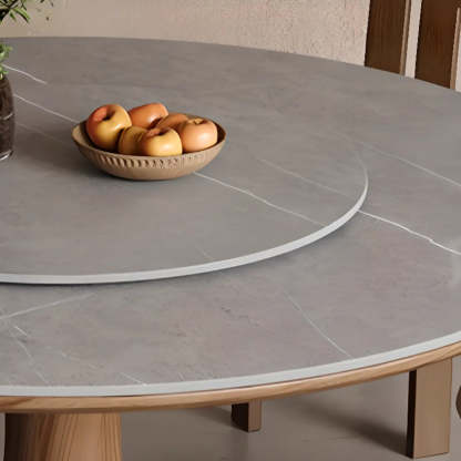 Modern Lazy Susan Round Gray Wood Dining Table