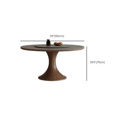 Modern Lazy Susan Round Gray Wood Dining Table