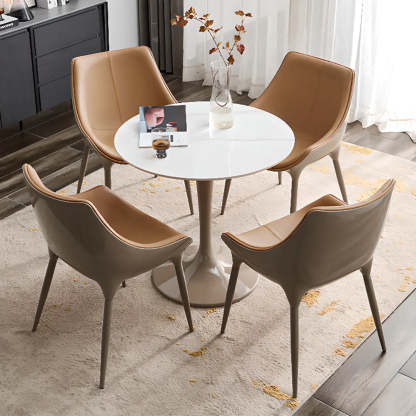 Modern Leather Armless Dining Chair — Brown