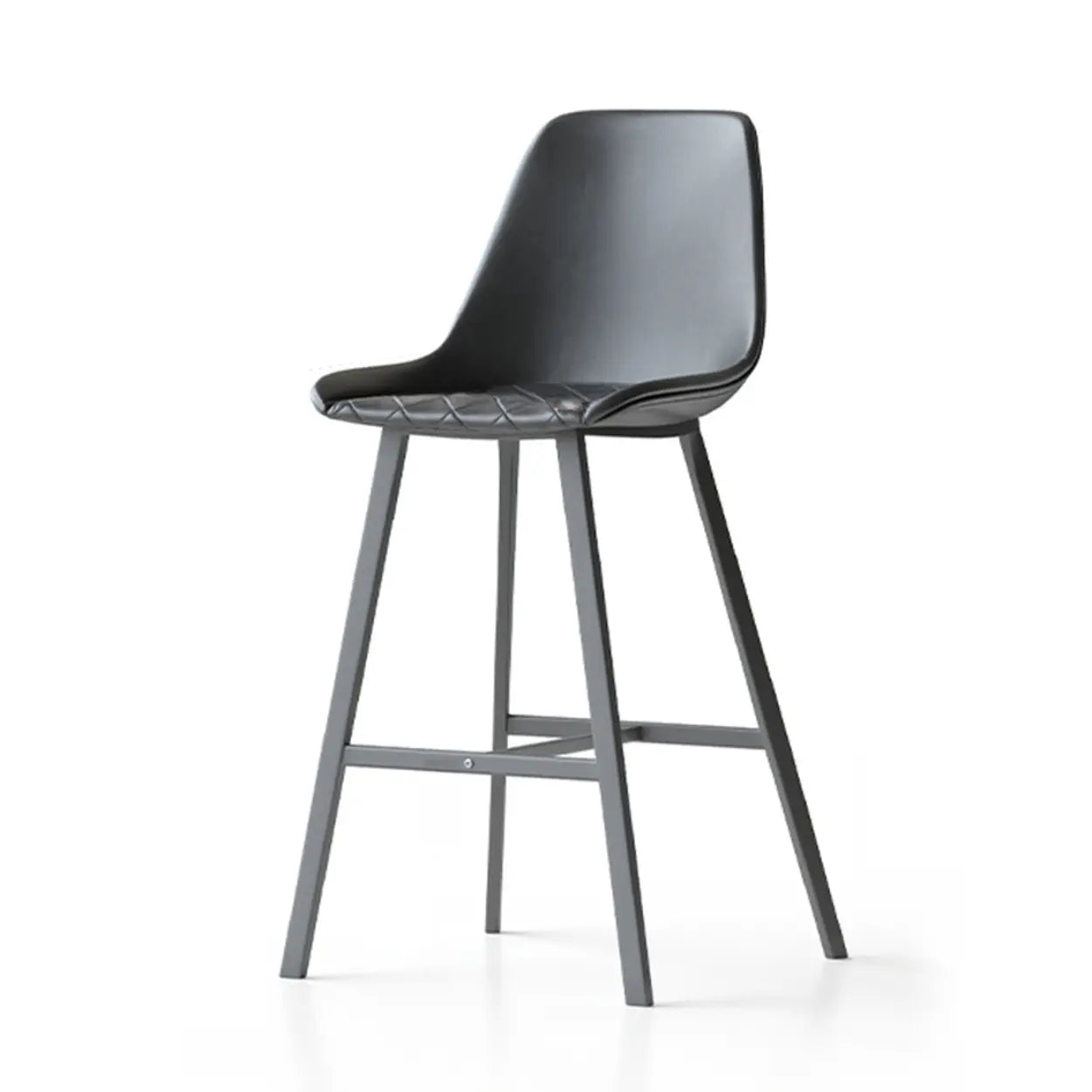 Modern Leather Counter Bar Stool with High Back
