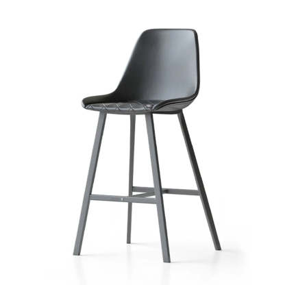 Modern Leather Counter Bar Stool with High Back