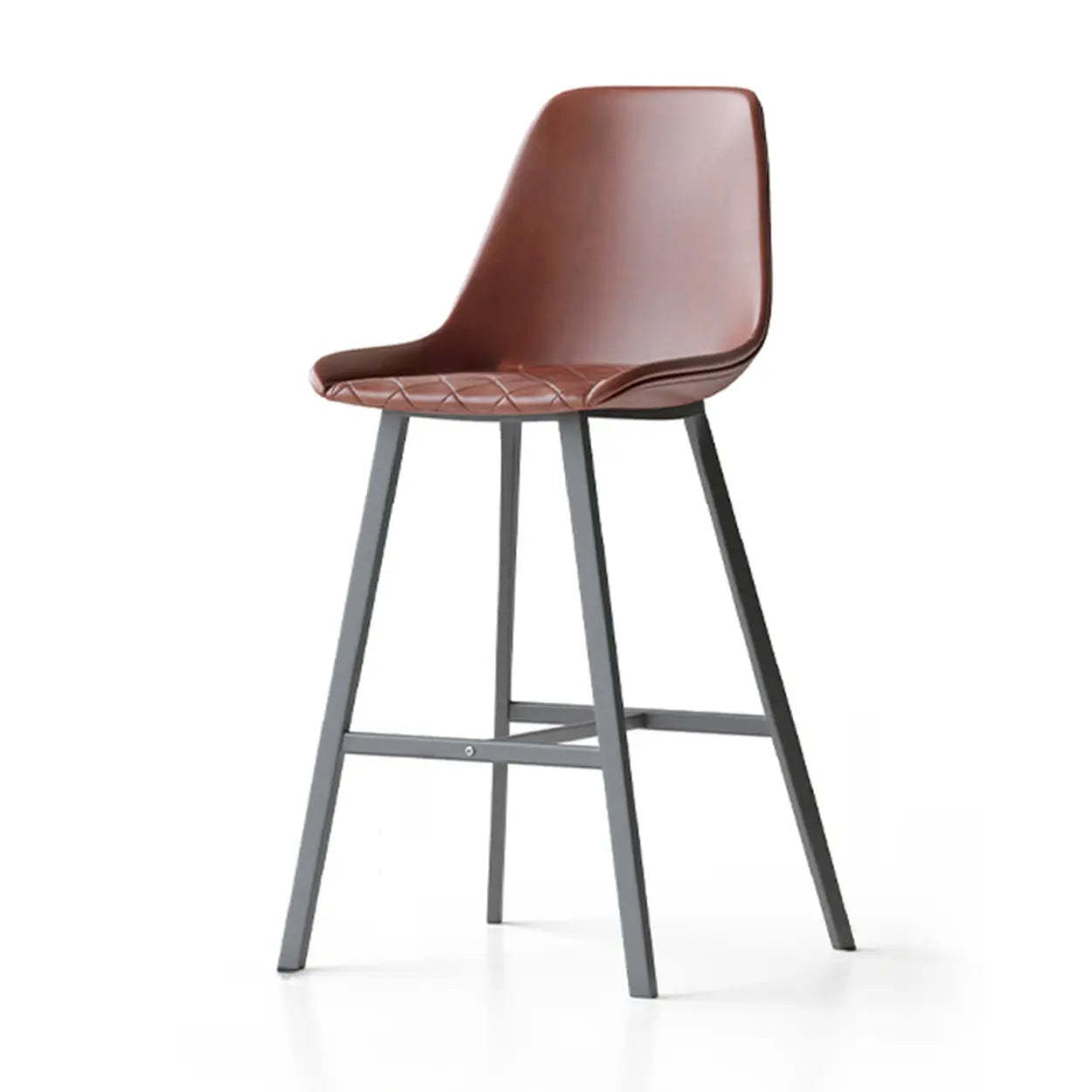 Modern Leather Counter Bar Stool with High Back