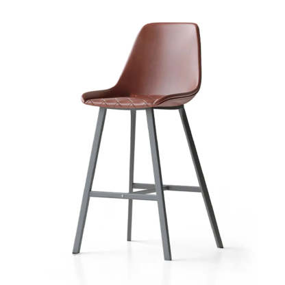 Modern Leather Counter Bar Stool with High Back