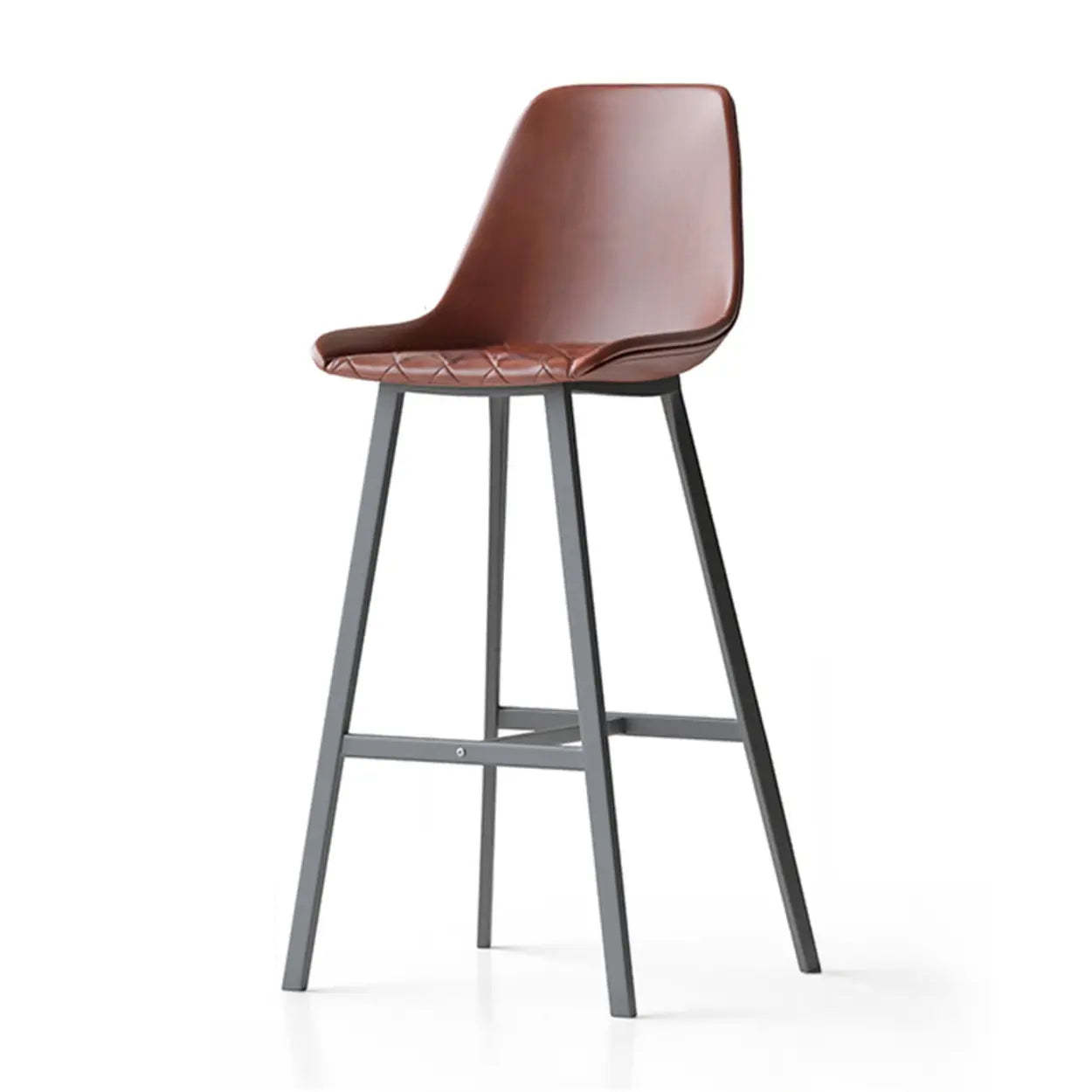 Modern Leather Counter Bar Stool with High Back