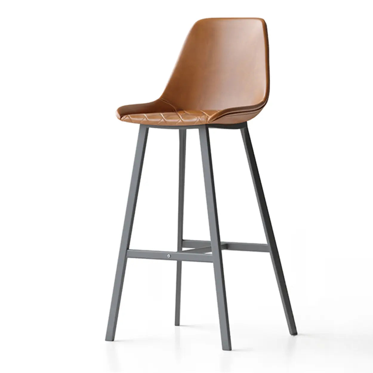 Modern Leather Counter Bar Stool with High Back