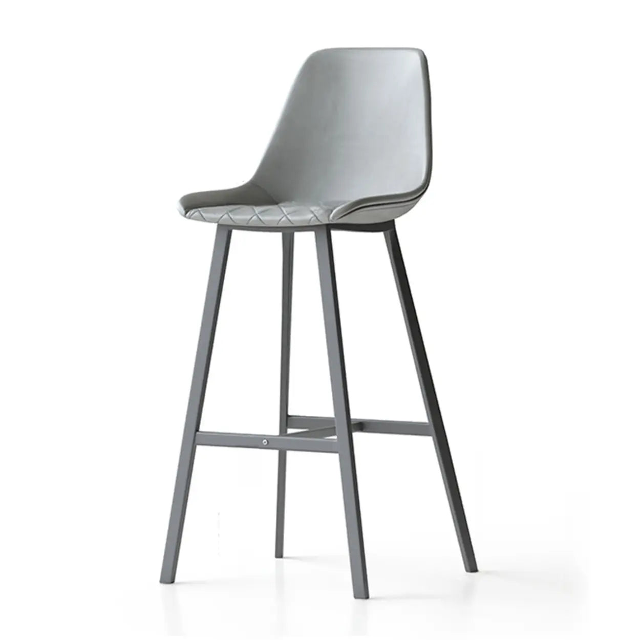 Modern Leather Counter Bar Stool with High Back — Black