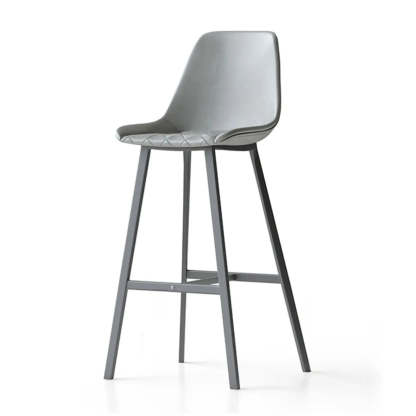 Modern Leather Counter Bar Stool with High Back — Black