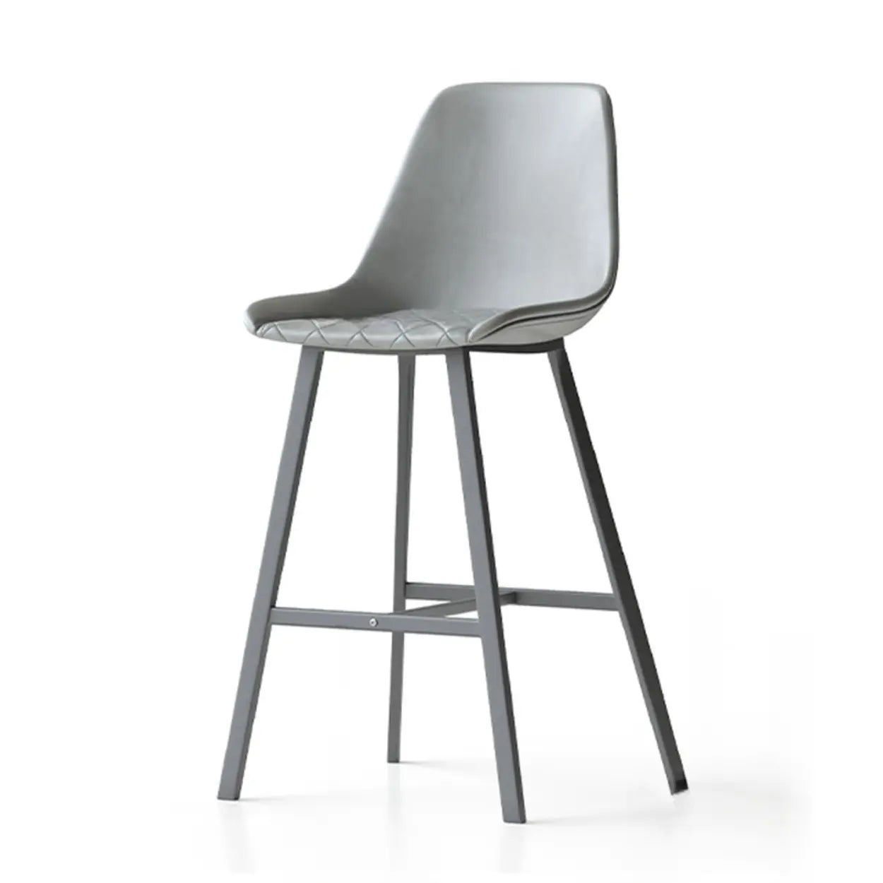 Modern Leather Counter Bar Stool with High Back — Gray