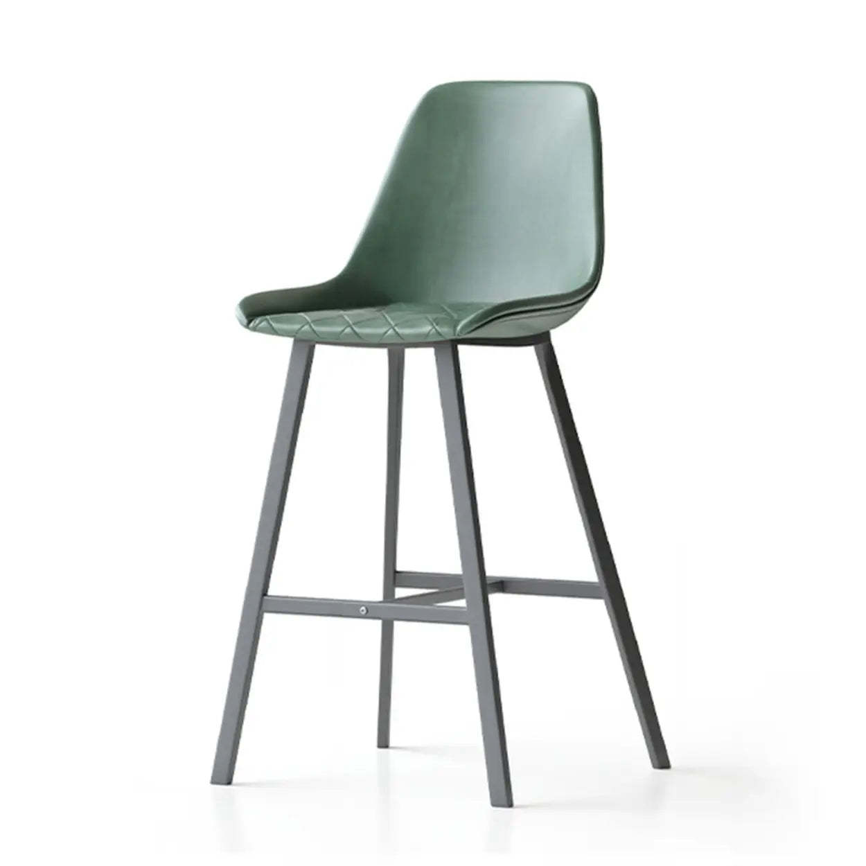 Modern Leather Counter Bar Stool with High Back — Green
