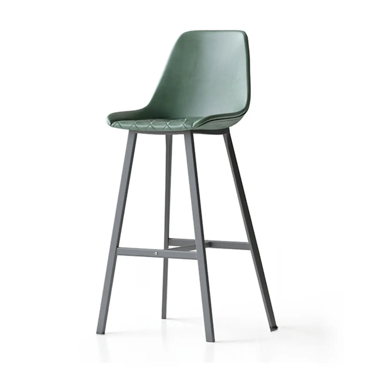 Modern Leather Counter Bar Stool with High Back — Brown