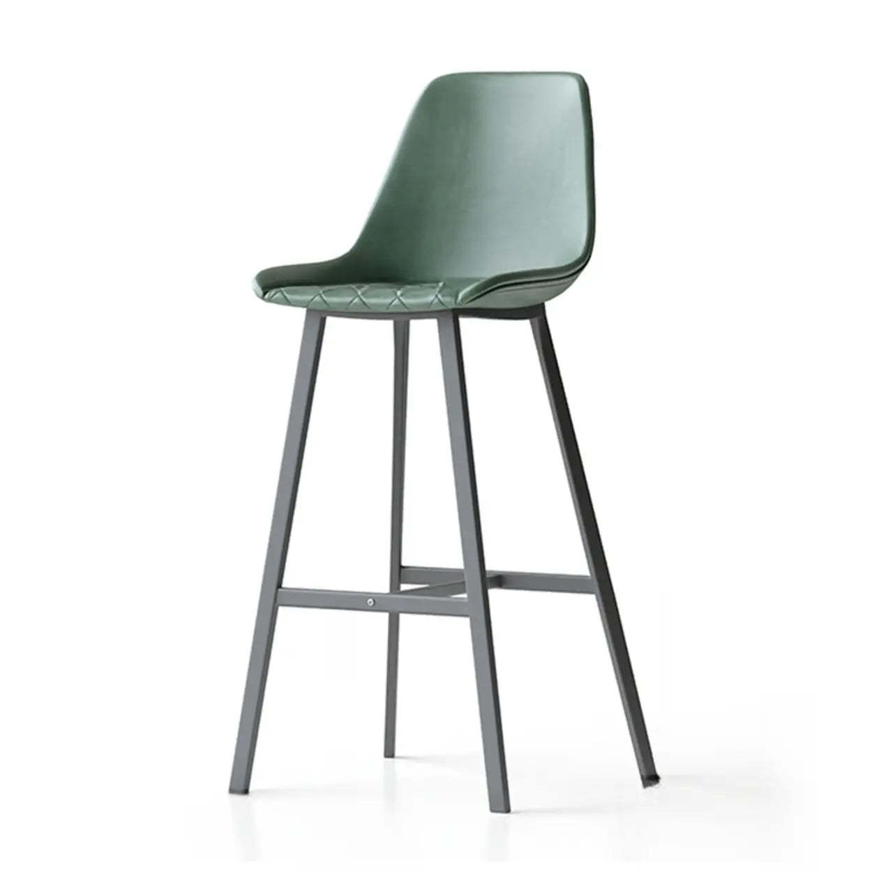 Modern Leather Counter Bar Stool with High Back — Brown