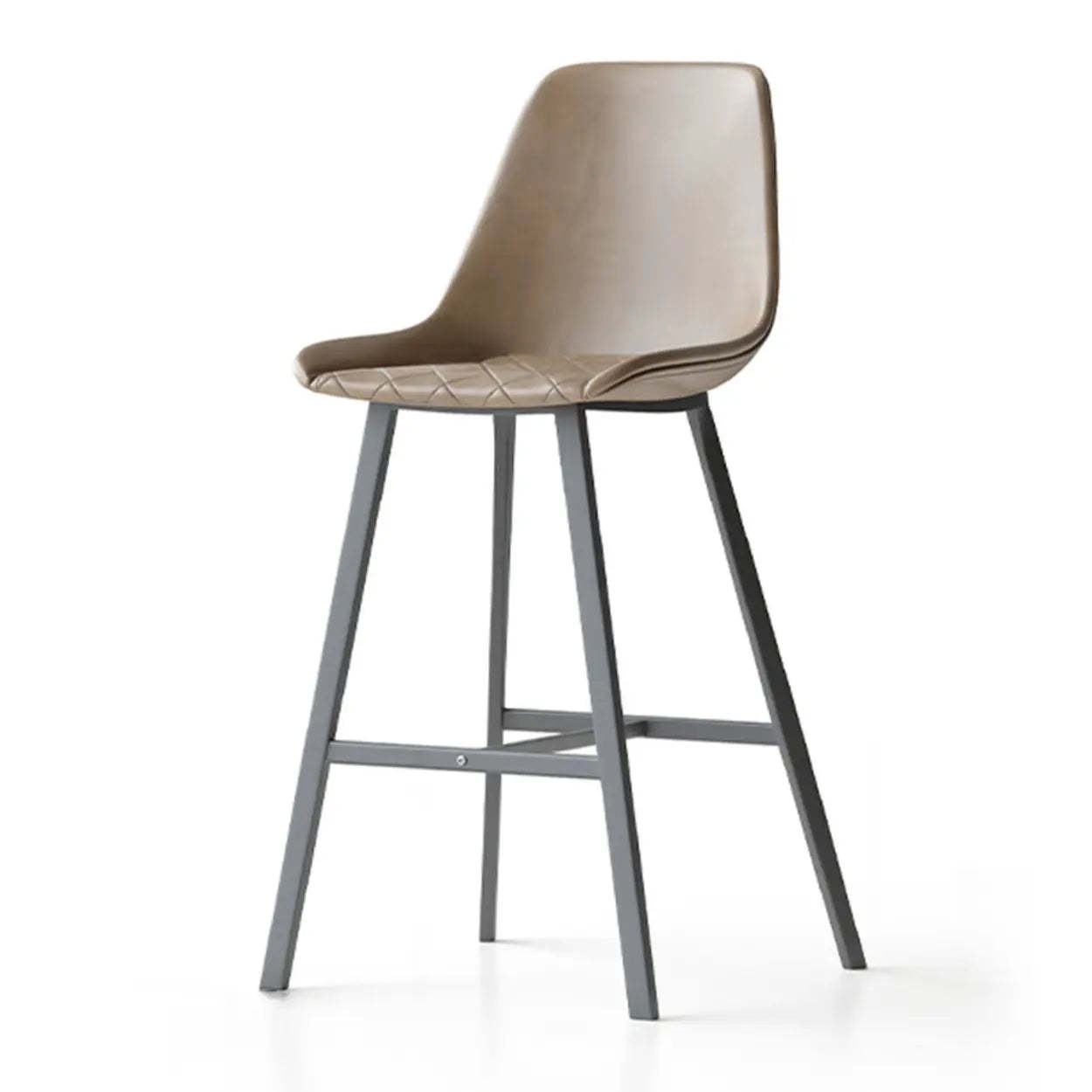 Modern Leather Counter Bar Stool with High Back — Coffee