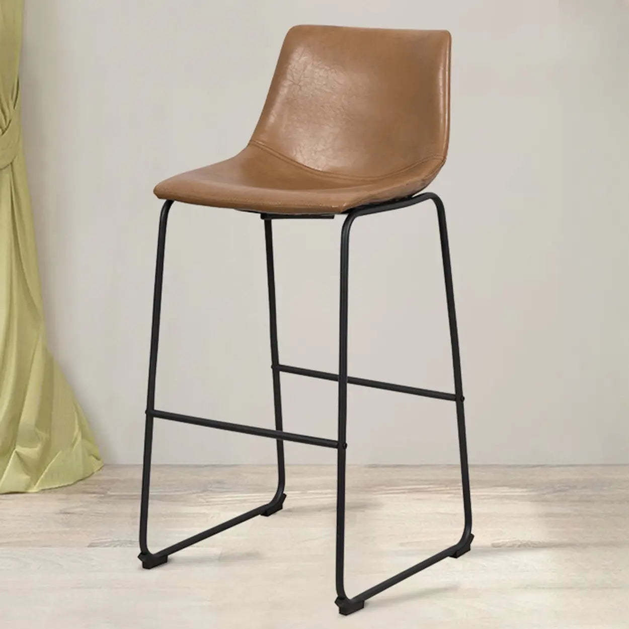 Modern Leather Counter Bar Stool with Metal Legs