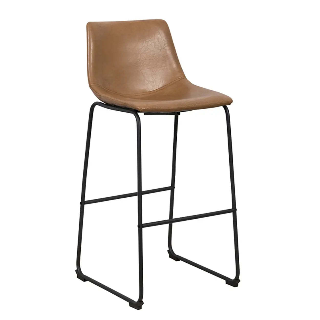 Modern Leather Counter Bar Stool with Metal Legs